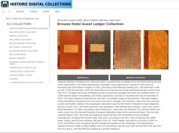 Image of the McCracken County Public Library Historic Digital Hotel Guest Ledger Collection