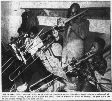 Nat Story teaching music at Rosery Chapel in Paducah, KY. Photograph Courtesy of the Paducah Sun, January 7, 1954.