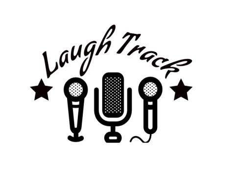 Laugh Track with images for microphones teen improv program on first and second Tuesday of the month