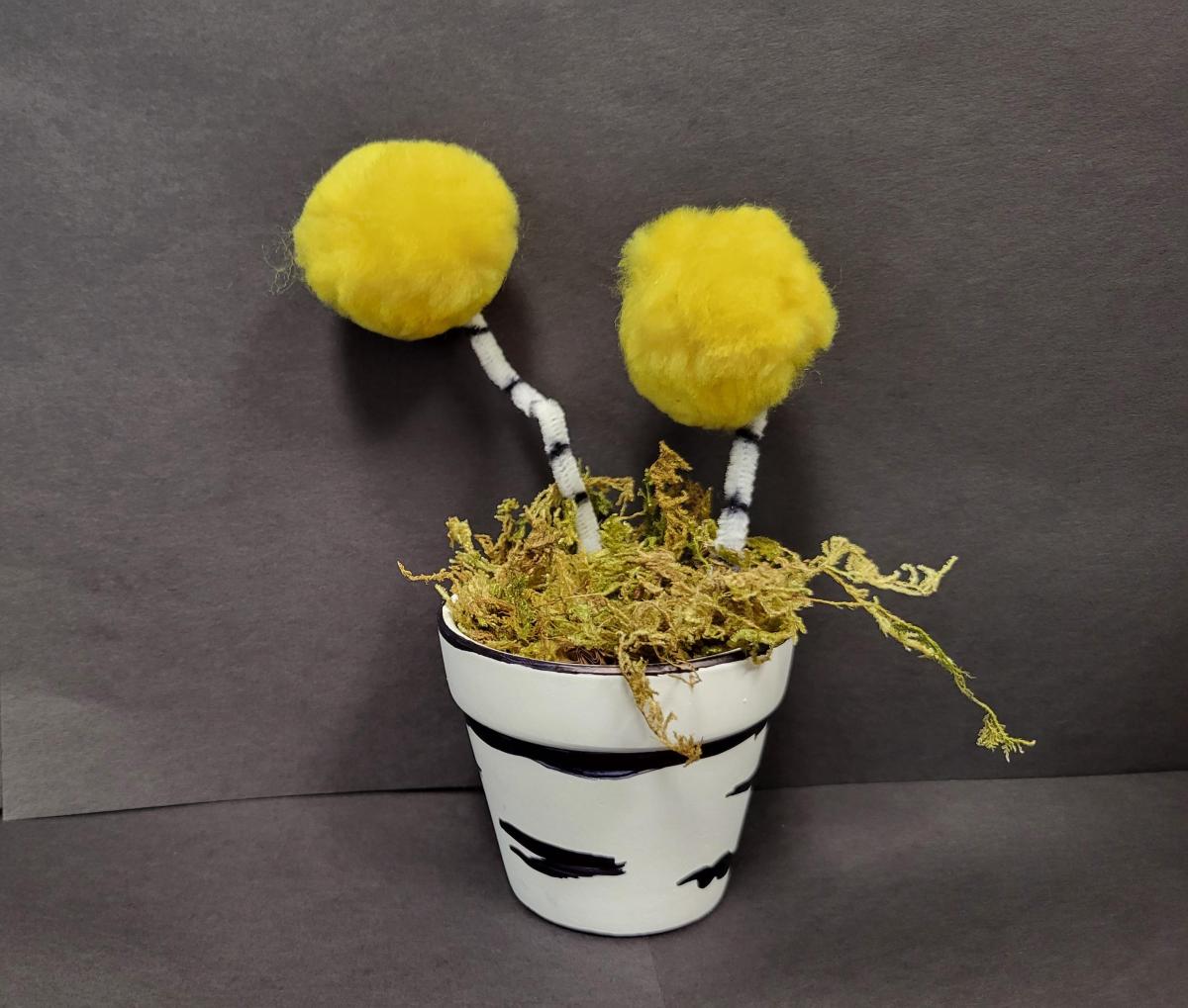 Craft with two truffula trees in a pot