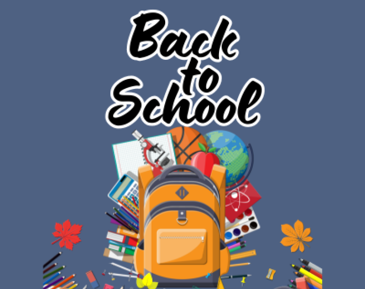 Back to school with backpack and school supplies